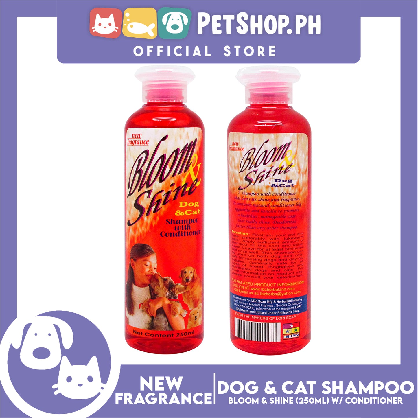 Bloom And Shine Dog And Cat Shampoo With Conditioner 250ml Dog And Cat Grooming