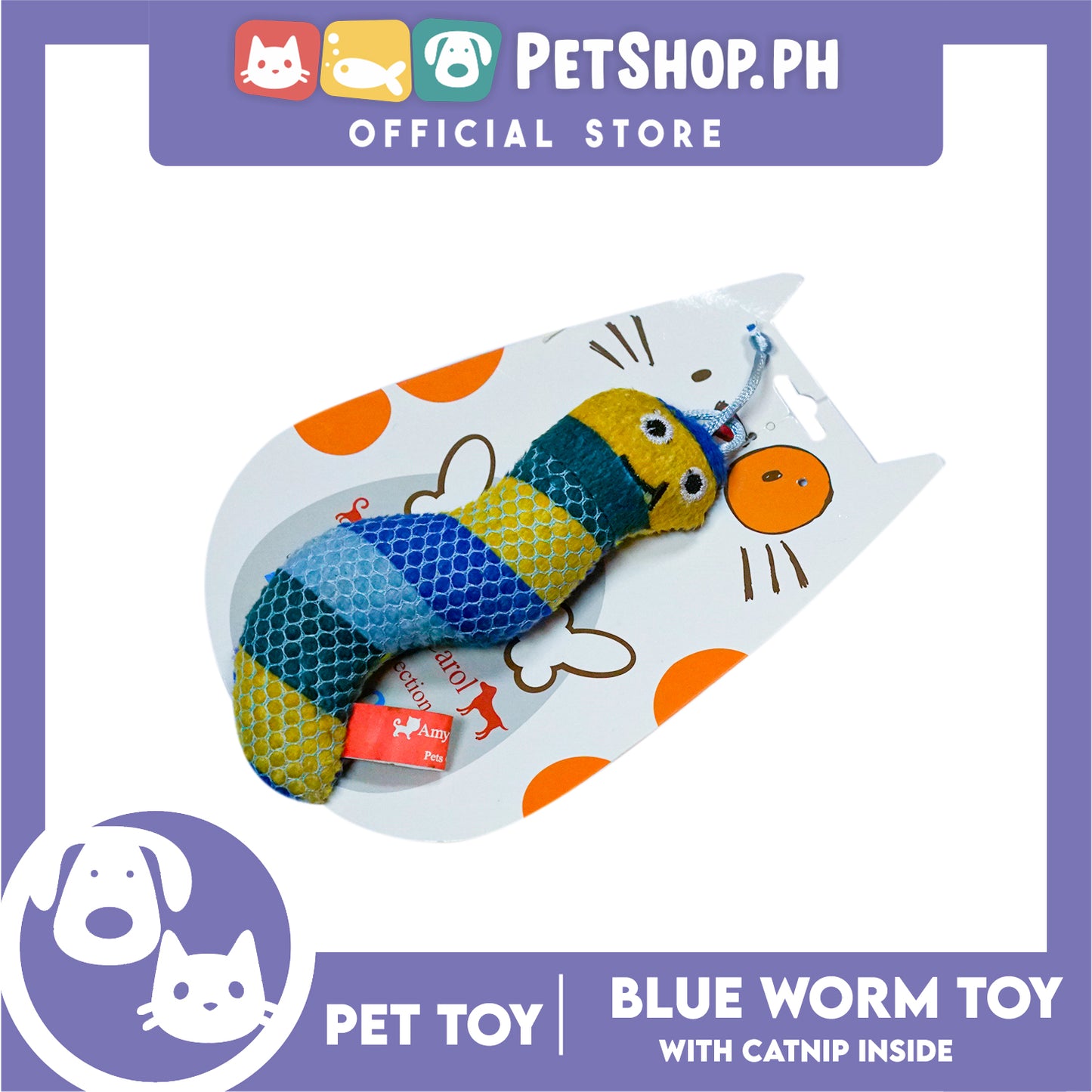 Amy Carol Blue Worm with Catnip Inside (Blue) Cat Toy