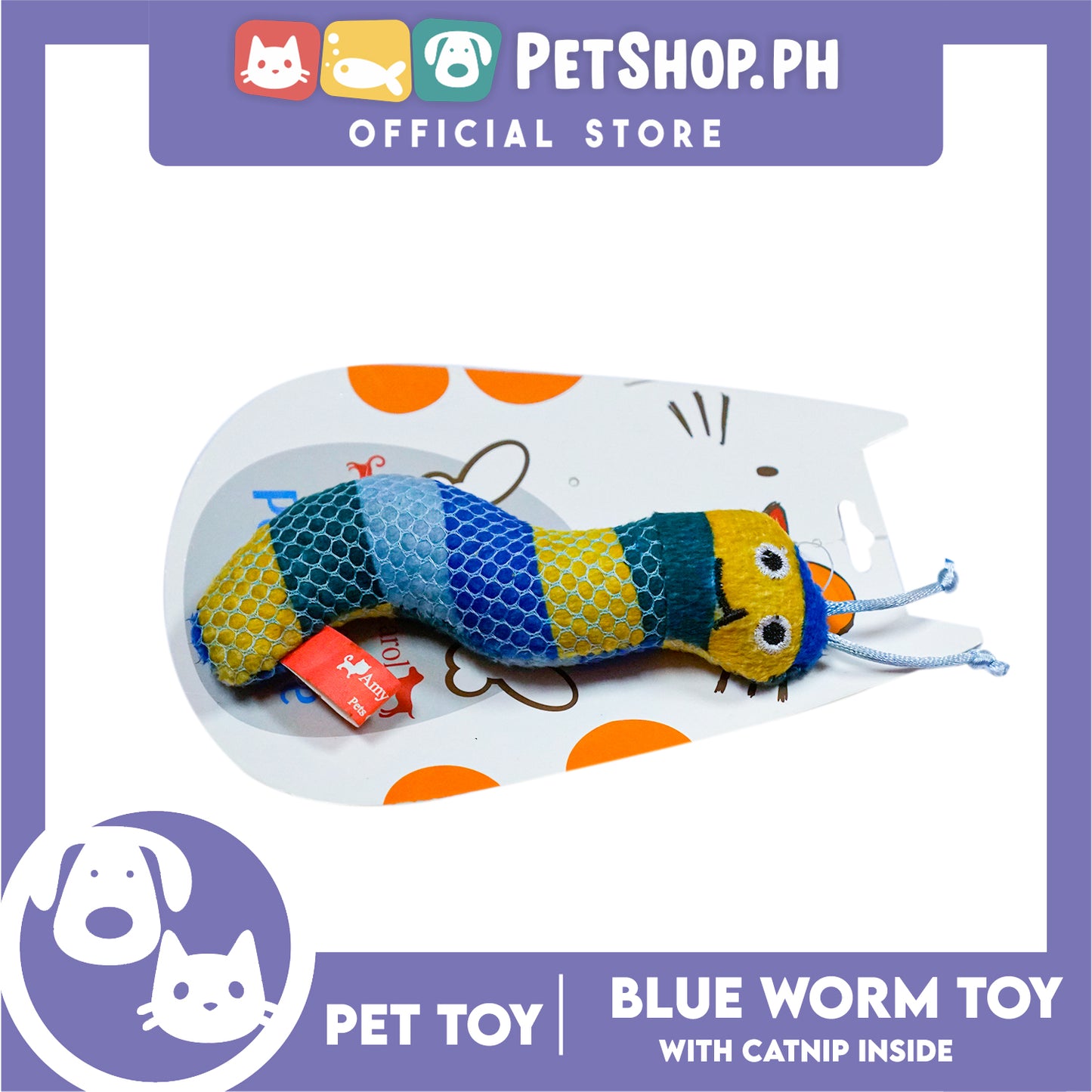 Amy Carol Blue Worm with Catnip Inside (Blue) Cat Toy