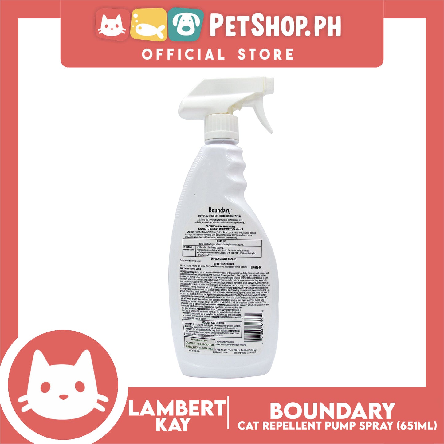 Lambert Kay Boundary Indoor and Outdoor 651ml Cat Repellent Spray