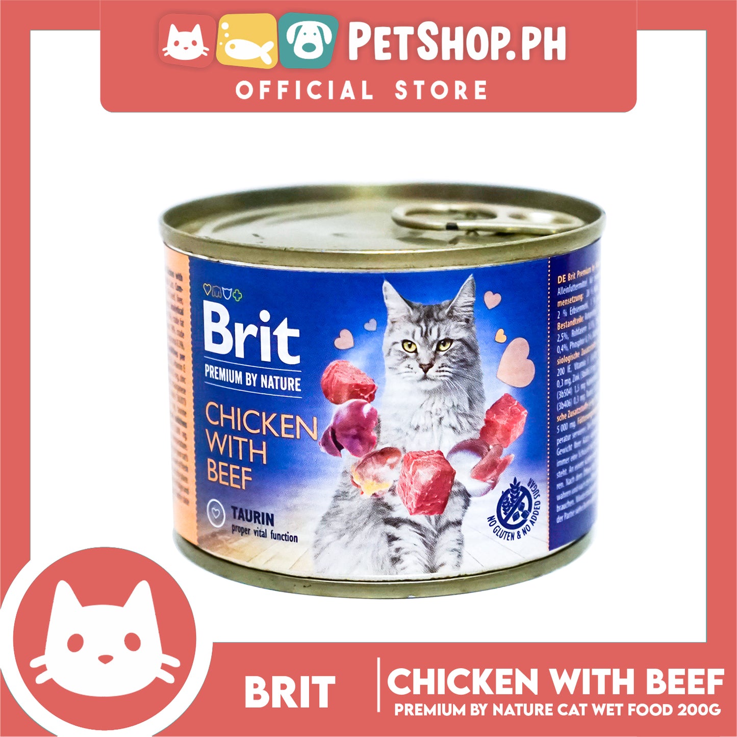 Brit Premium by Nature Chicken with Beef 200g Cat Wet Food