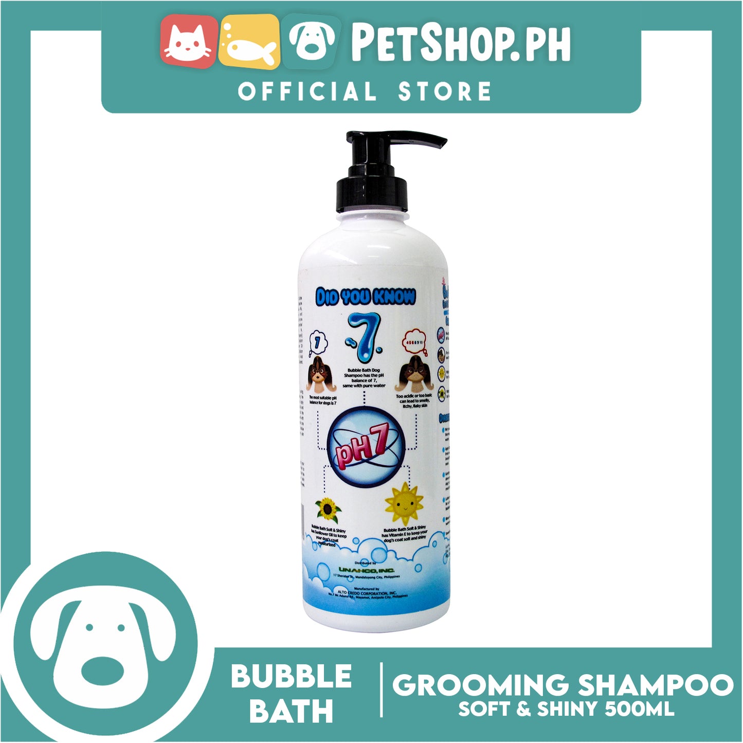 Bubble Bath Grooming Shampoo 500ml (Soft and Shiny) Dog Shampoo