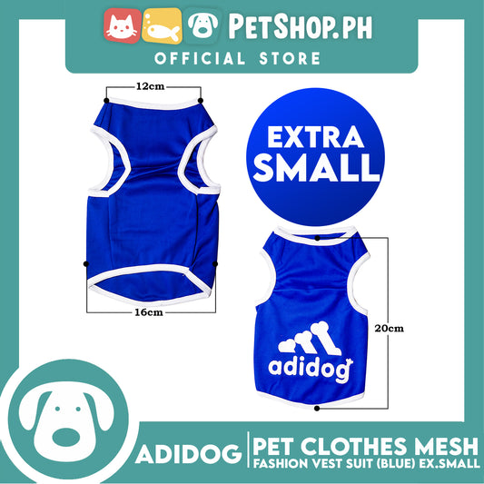 Adidog Pet Clothes Mesh Vet, Summer Dog Clothes, Breathable Mesh Vet, Dog Shirt, Pet Jersey, Fashion Vest Suit for Dogs (Blue) (Extra Small)