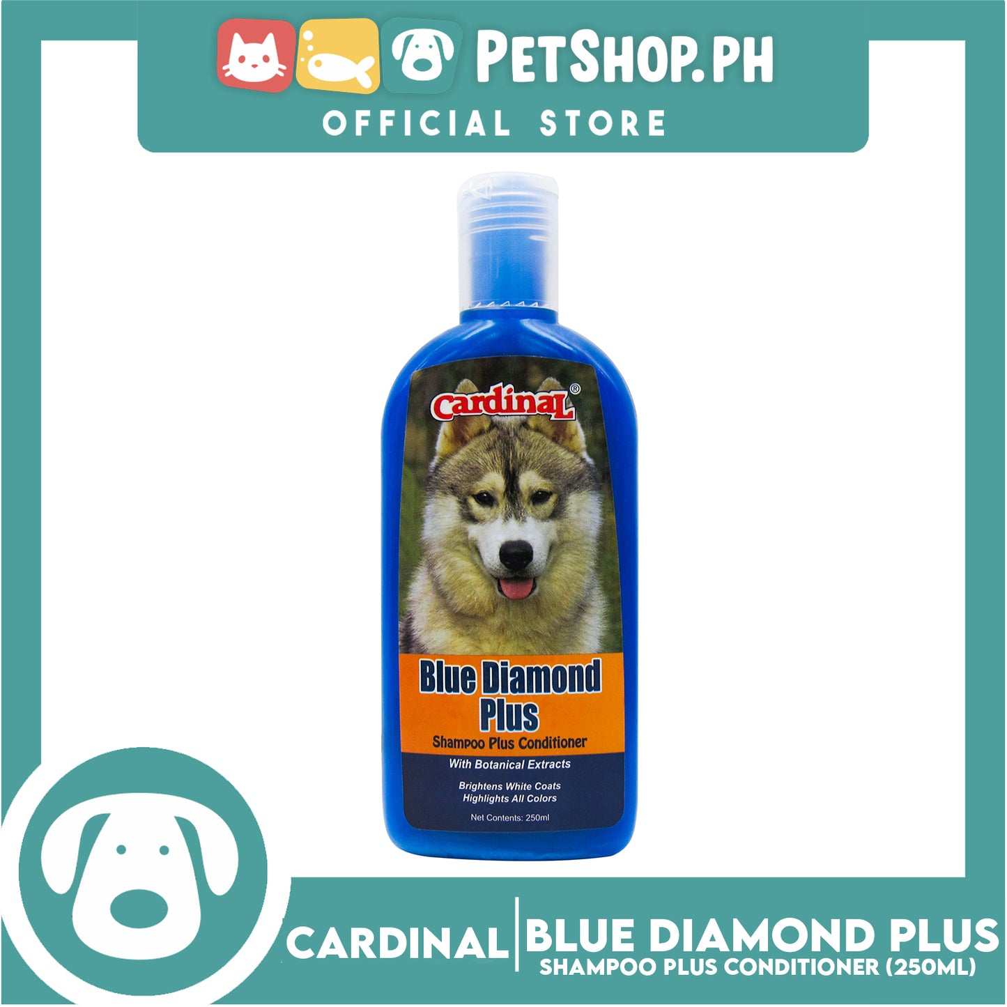 Cardinal Blue Diamond Plus Shampoo Plus Conditioner 250ml For Dogs and Cats