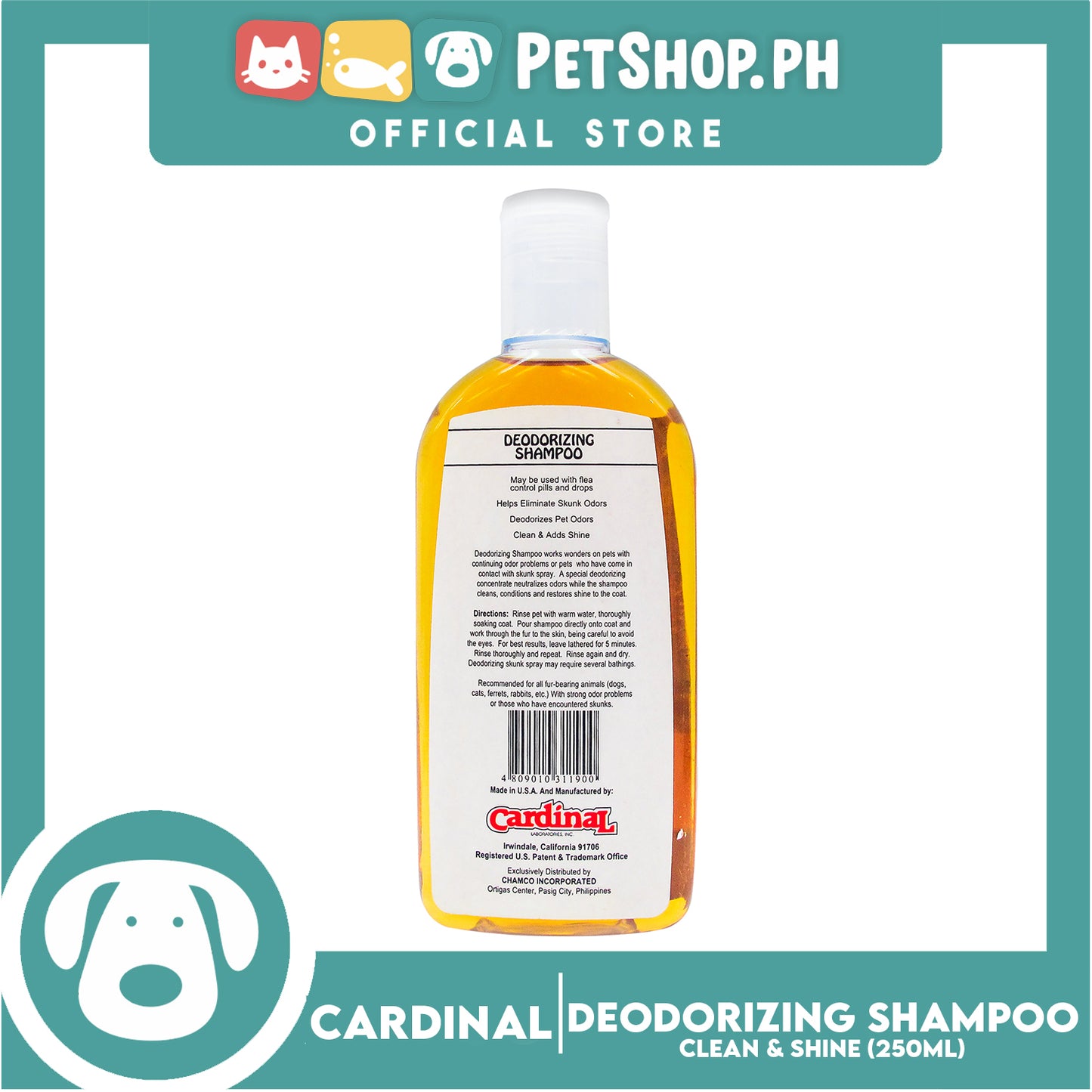 Cardinal Deodorizing Shampoo 250ml For Dogs and Cats