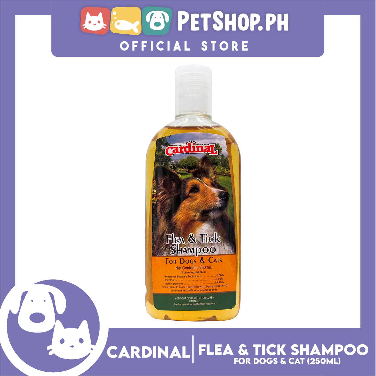 Cardinal Flea and Tick Shampoo 250ml For Dogs and Cats