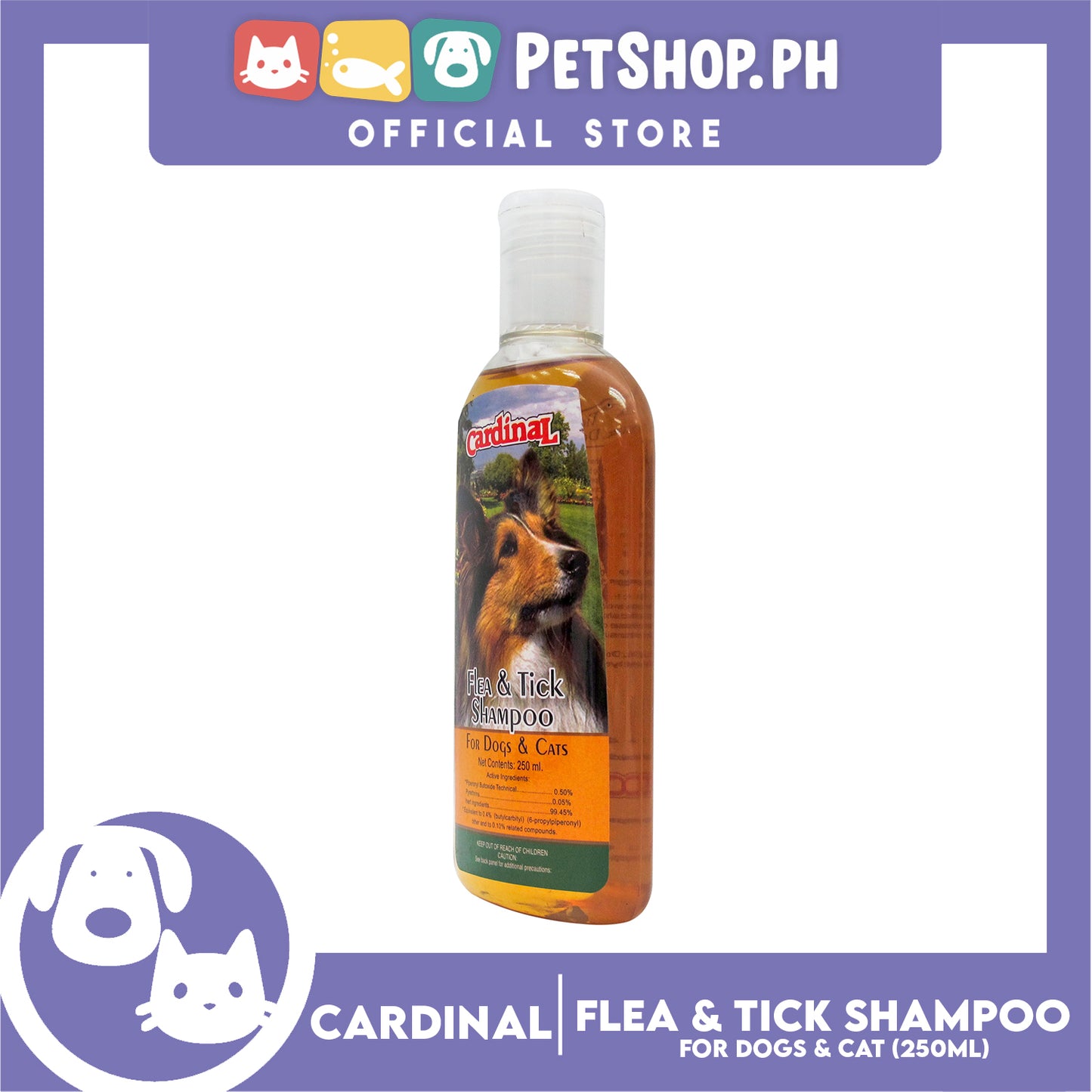 Cardinal Flea and Tick Shampoo 250ml For Dogs and Cats