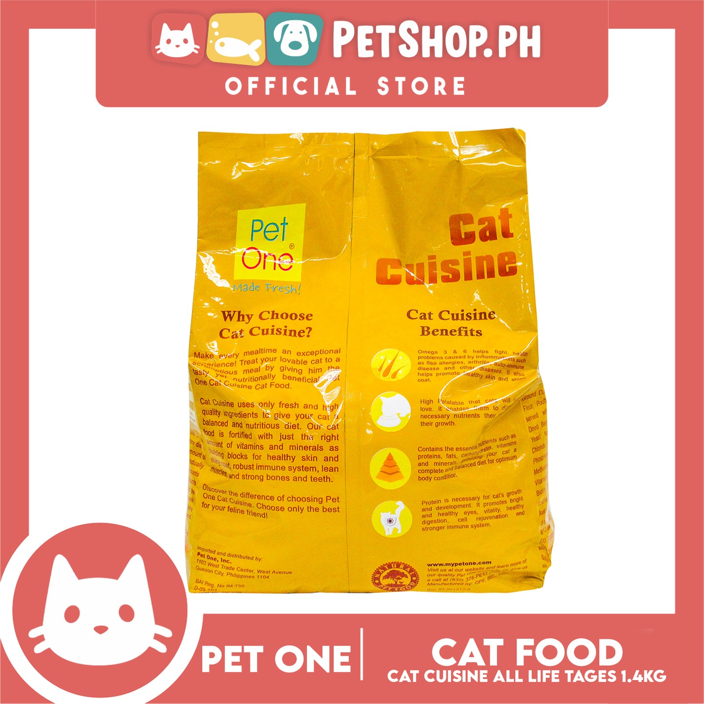 Pet One Cat Cuisine 1.4kg Dry Cat Food