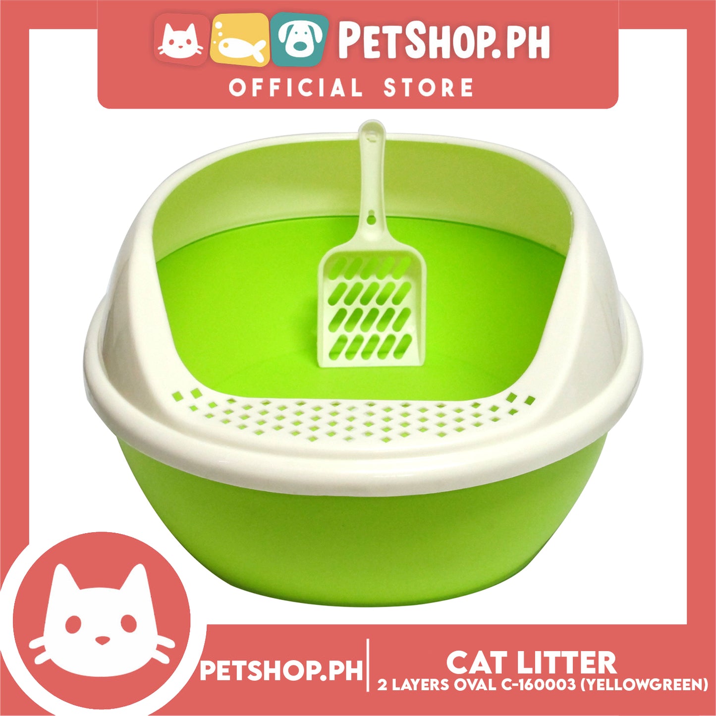 Cat Litter Box 2 Layers with Litter Scooper C-160003