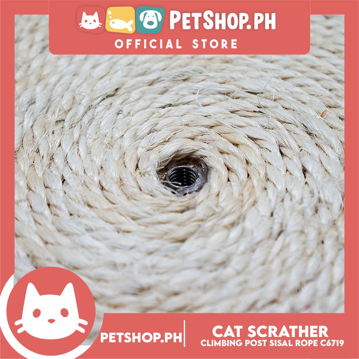 Cat Scratcher Climbing Post and Sisal Rope C6719 with Dangling Teasing Rope for Cat Grinding Claws & Protecting Furniture