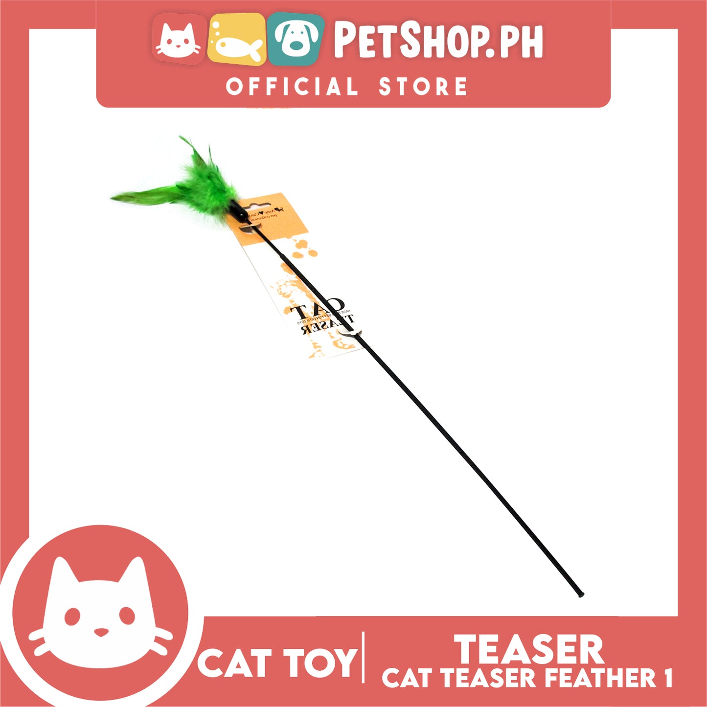 Amy Carol Cat Teaser Green Chicken Feather AT3555