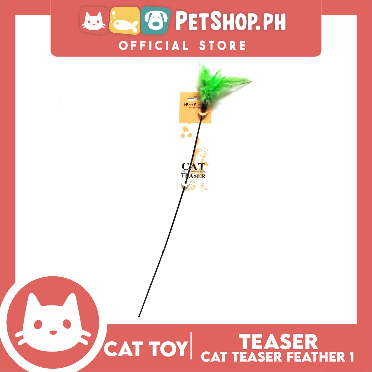 Amy Carol Cat Teaser Green Chicken Feather AT3555