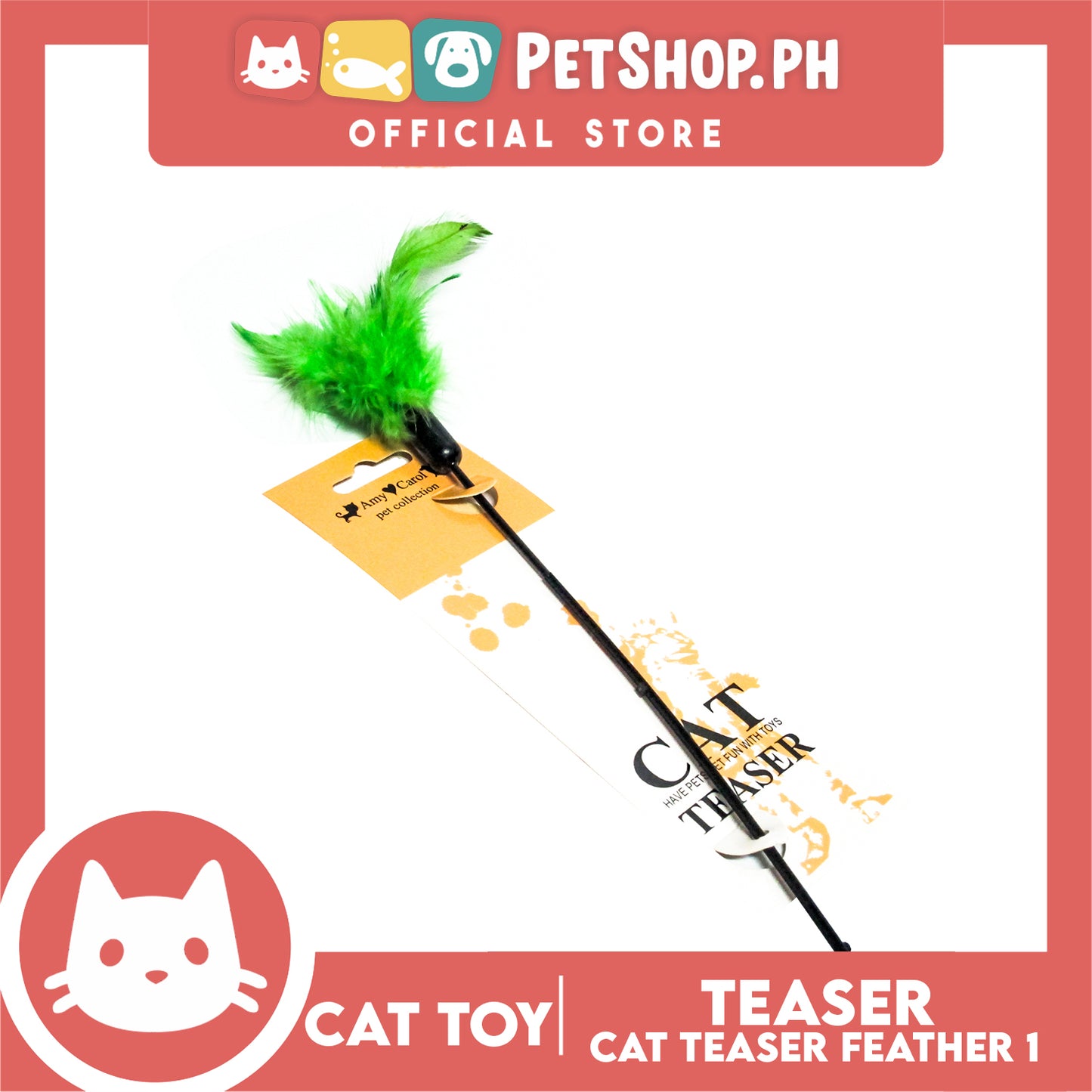 Amy Carol Cat Teaser Green Chicken Feather AT3555