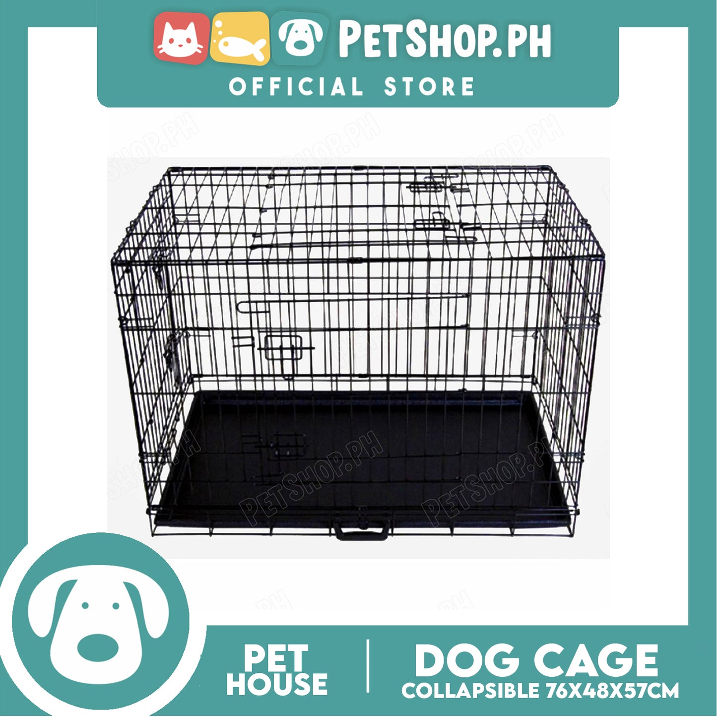 Collapsible Dog Cage 76x48x57