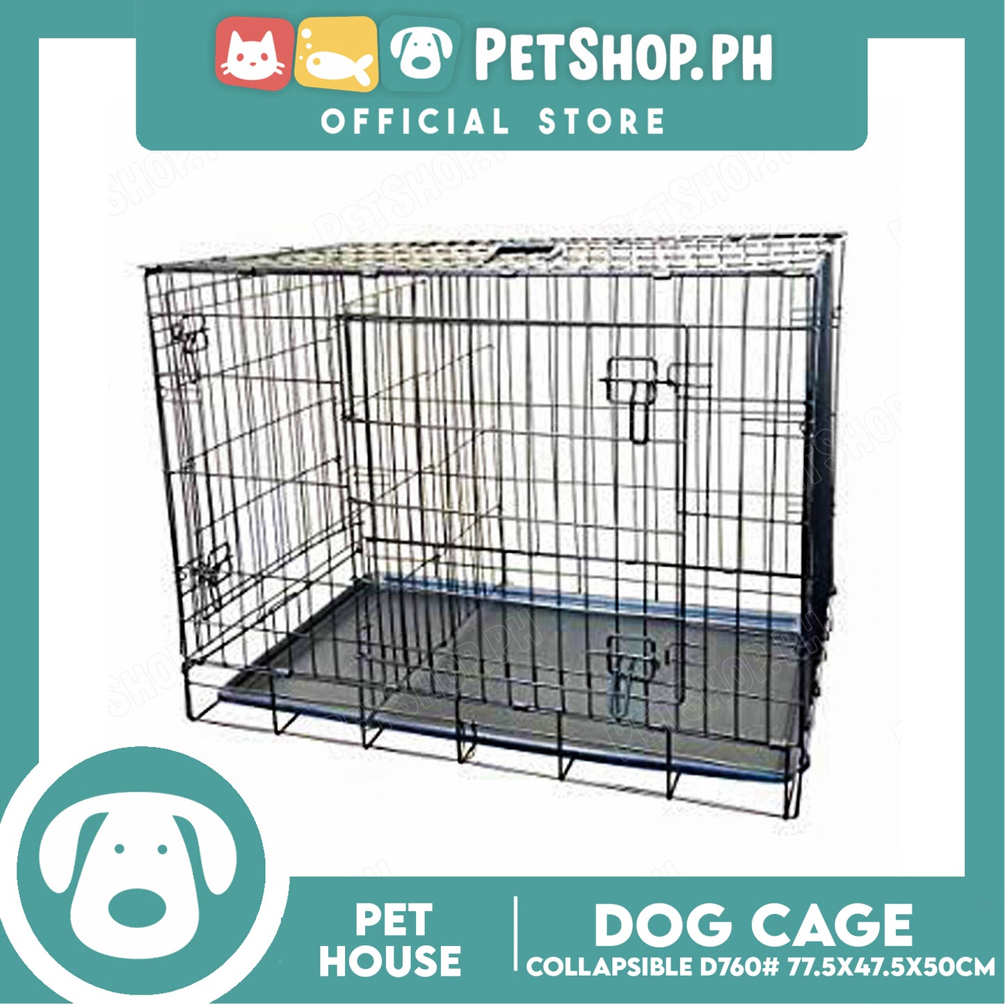 D760# Collapsible Dog Cage 77.5x47.5x50
