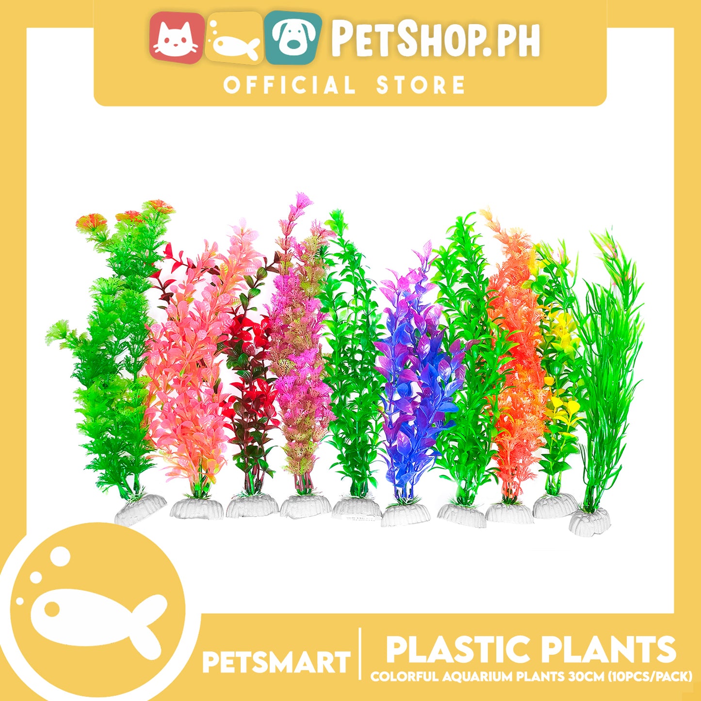 30cm Plastic Plant For Aquarium, Artificial Fish Tank Water Grass Plants Set Of 10pcs (Assorted Designs And Colors) Aquarium Plant Ornament Decoration Accessories