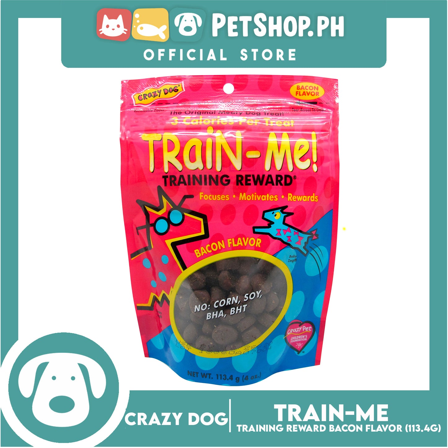 Crazy Dog Train-Me! Bacon Flavor 4oz Dog Treats