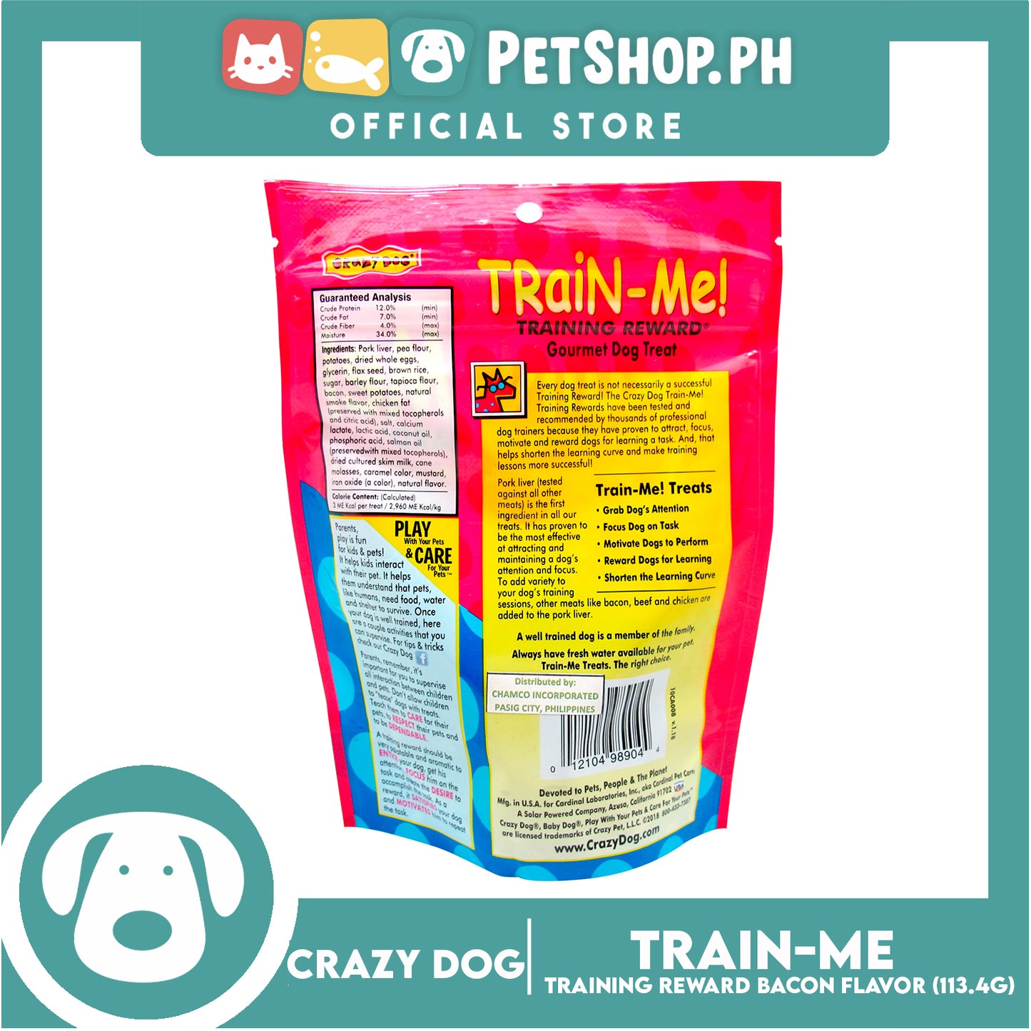 Crazy Dog Train-Me! Bacon Flavor 4oz Dog Treats