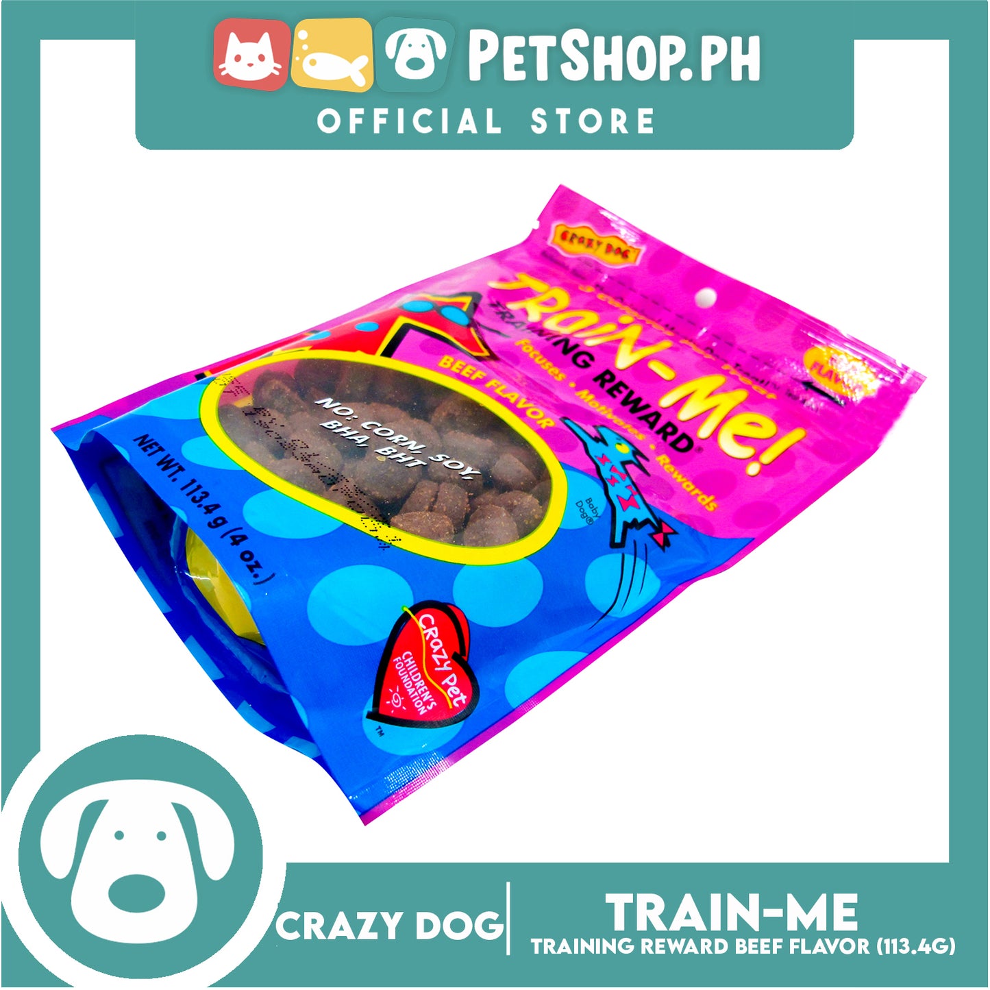 Crazy Dog Train-Me! Beef Flavor 4oz Dog Treats