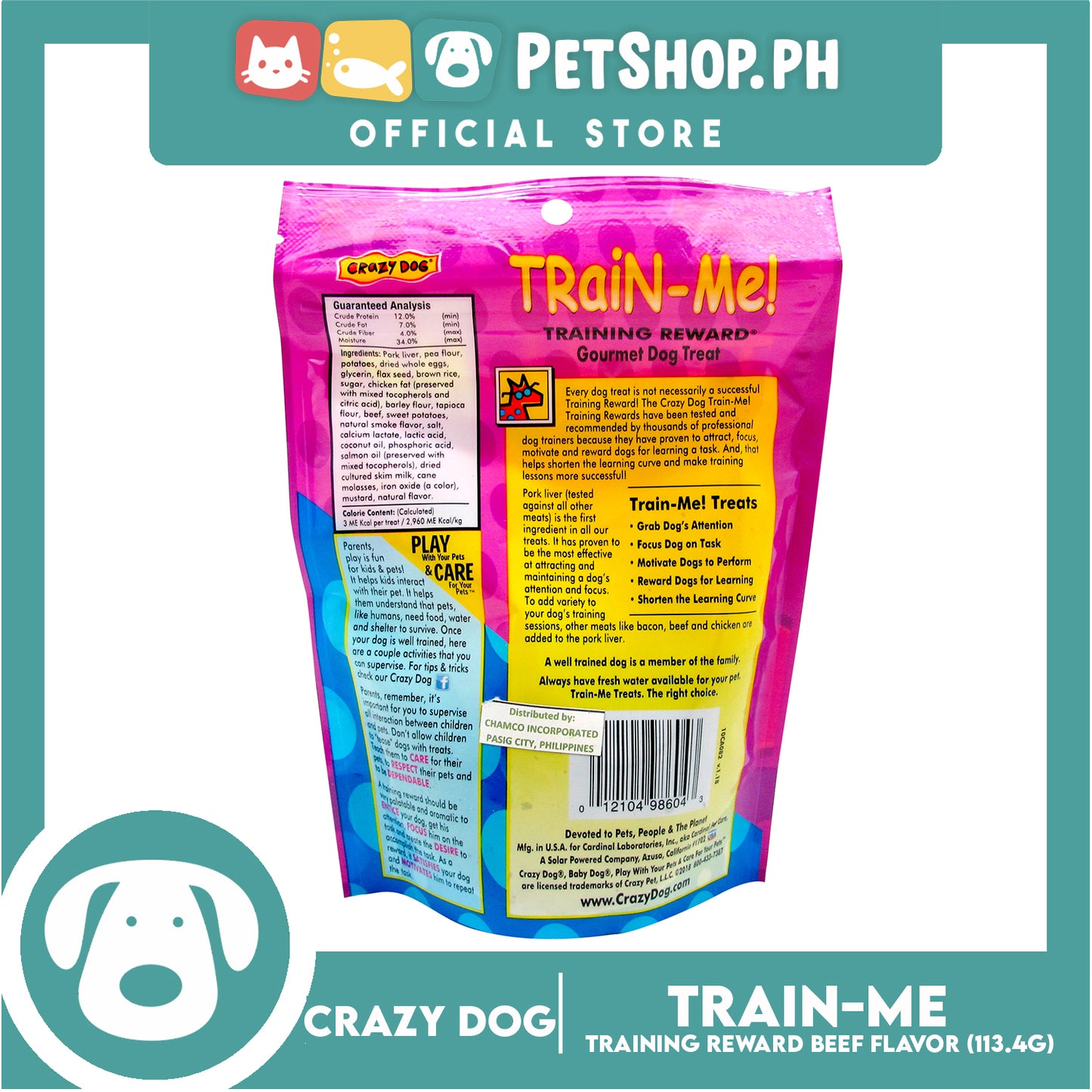 Crazy Dog Train-Me! Beef Flavor 4oz Dog Treats