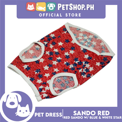 Pet Cloth Red Sando with Blue and White Star Design, Perfect fit for Small Breed of Dog