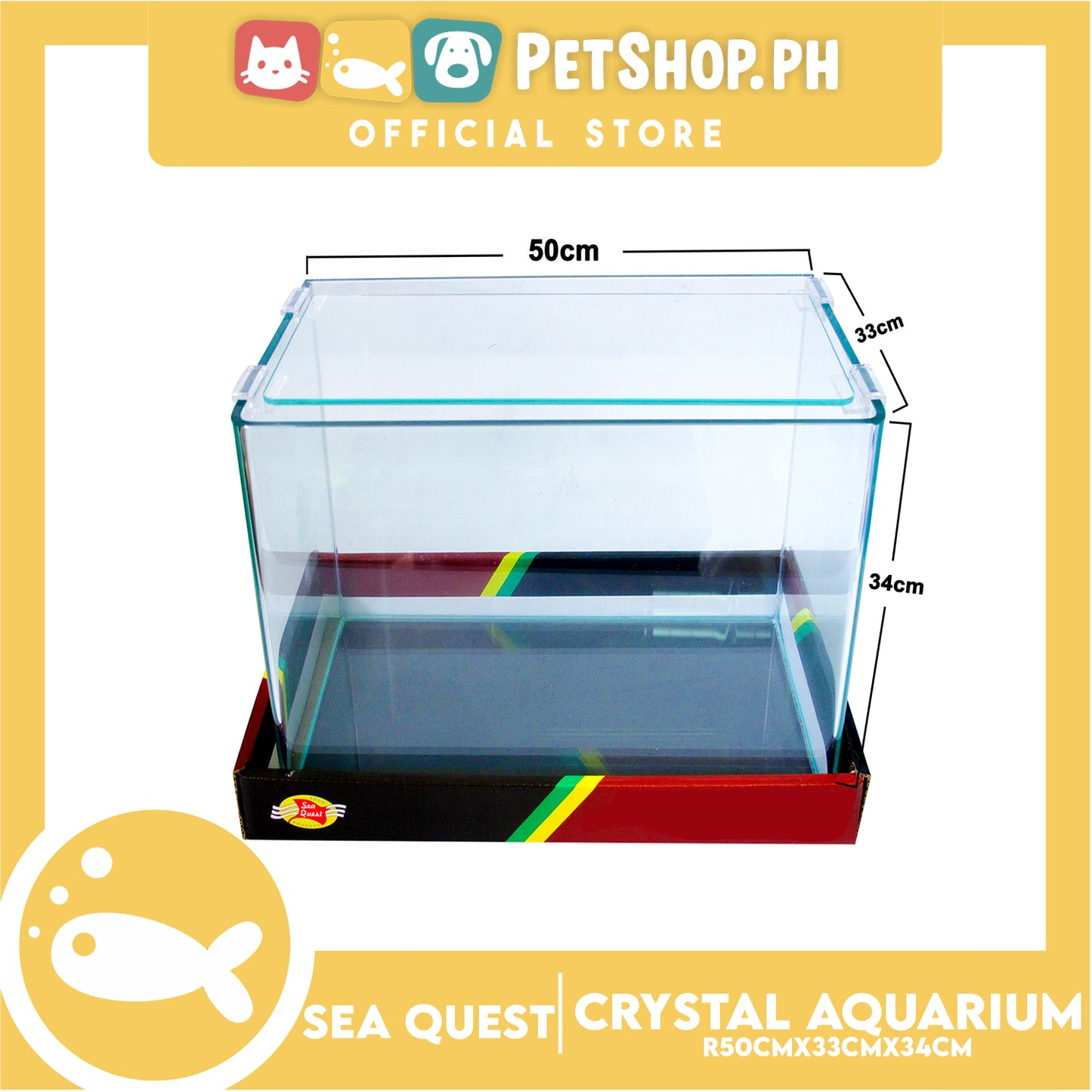 Sea Quest Aquarium Crystal 50cm x 33cm x 34cm