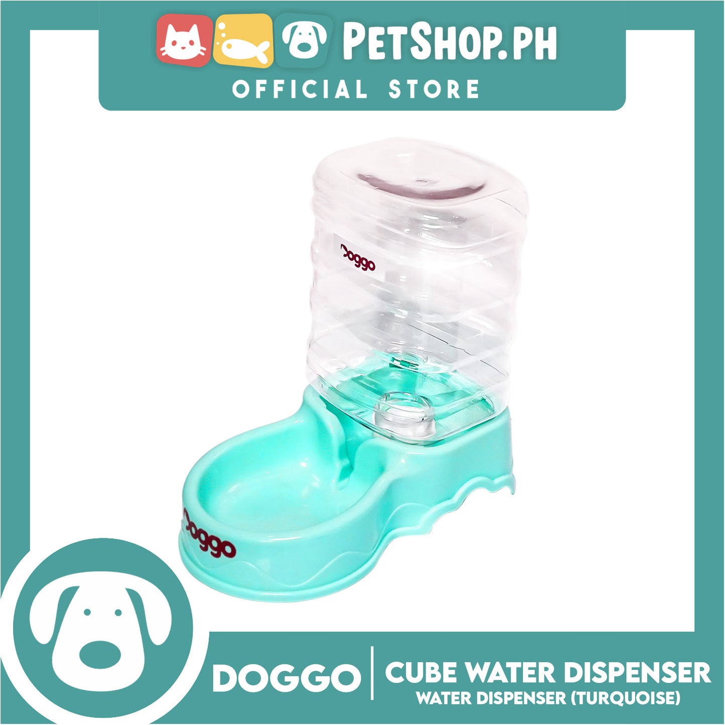 Doggo Dog Cube Water Dispenser (Turquoise Blue)