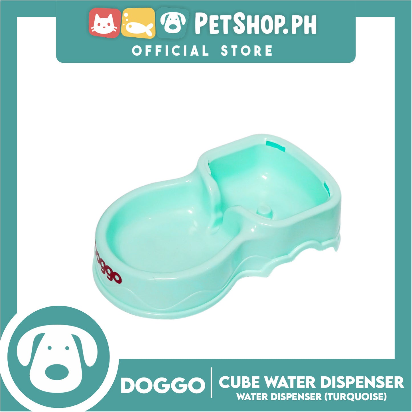 Doggo Dog Cube Water Dispenser (Turquoise Blue)