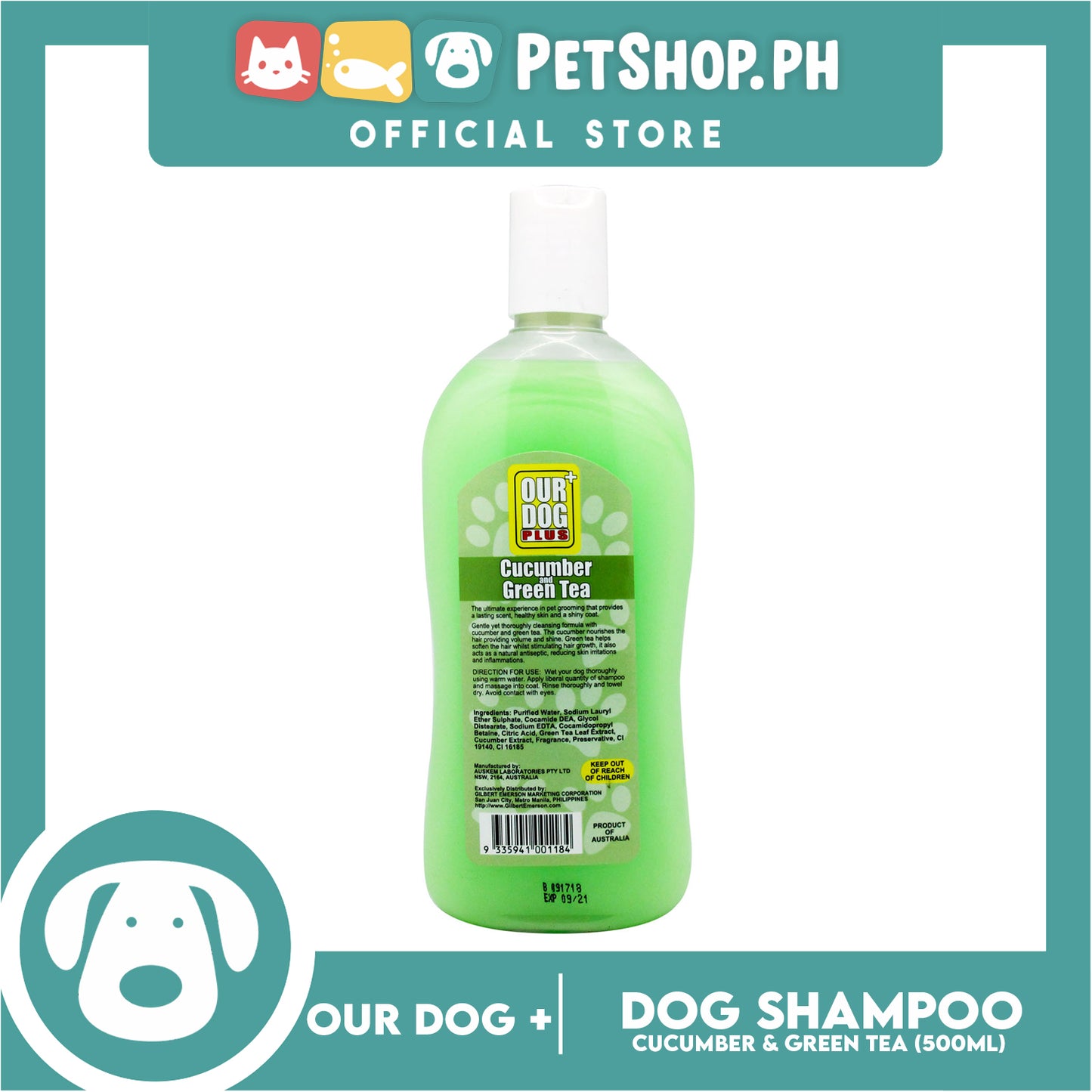 Our Dog Plus Cucumber & Green Tea Shampoo 500ml