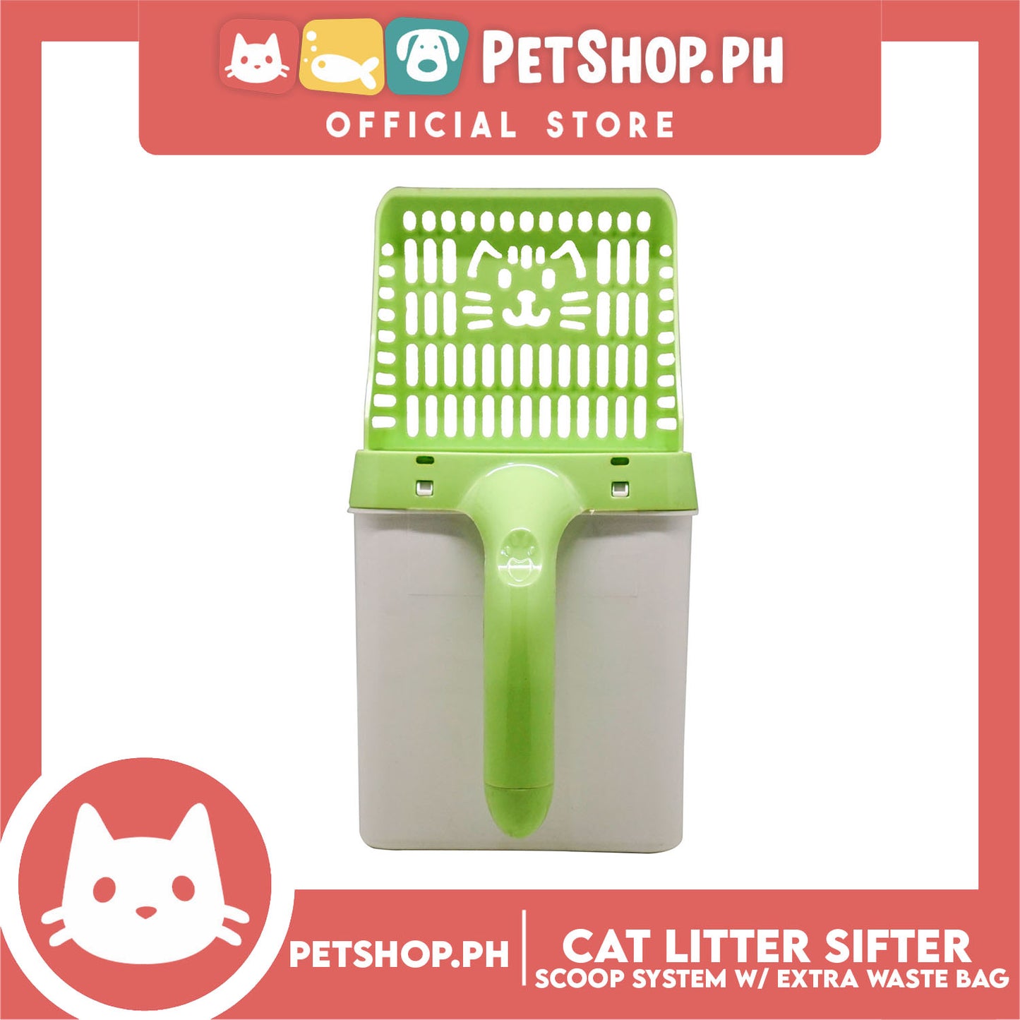 Cat Litter Sifter Scoop System with Extra Waste Bags - Quick Easy Sift Sand Pet Shovel Cleaning Tool