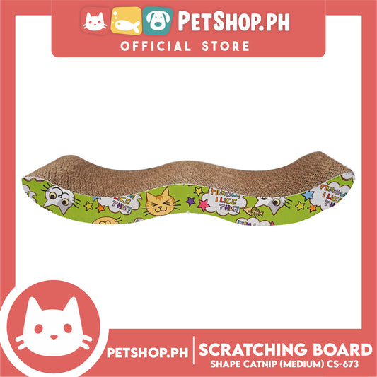 Pet Cat Scratching Board Corrugated Cardboard Pad W Shape with Catnip (Medium) CS-673