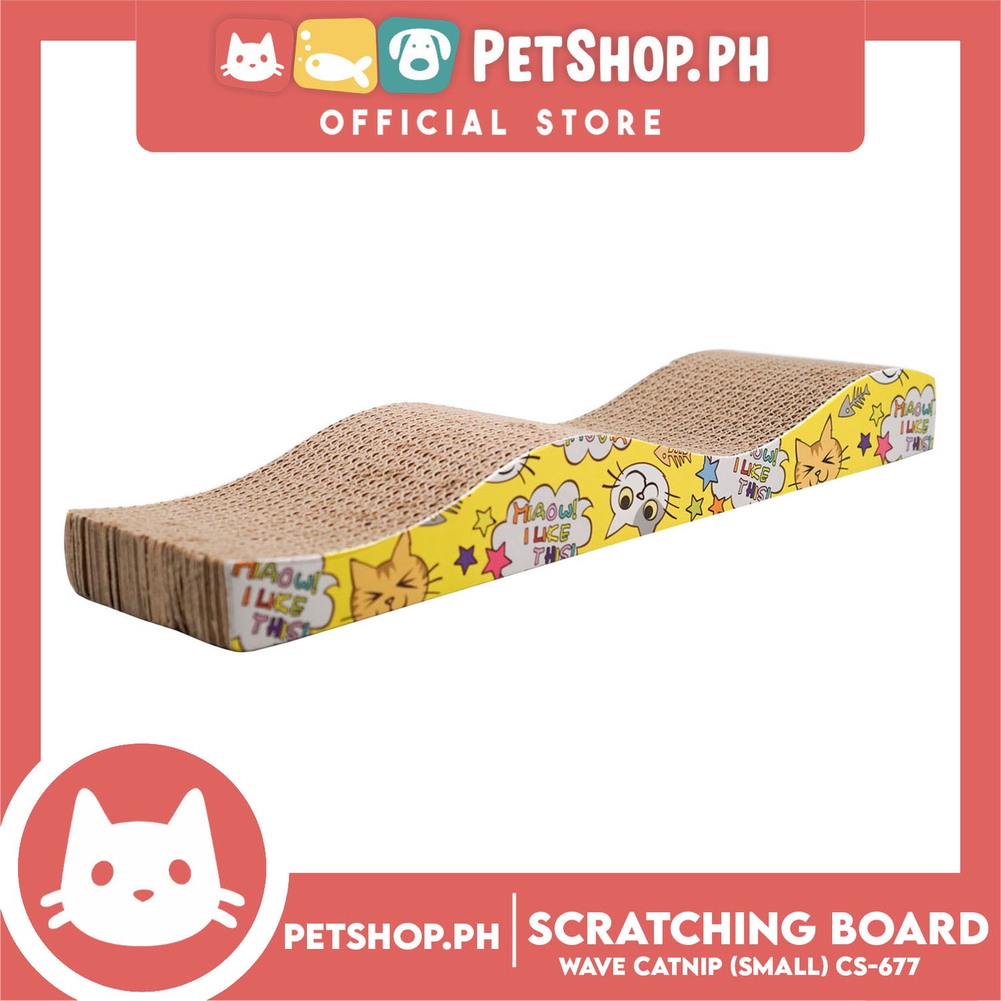 Pet Cat Scratching Board Corrugated Cardboard Pad Wave with Catnip (Small) CS-677 - Kitten Scratcher