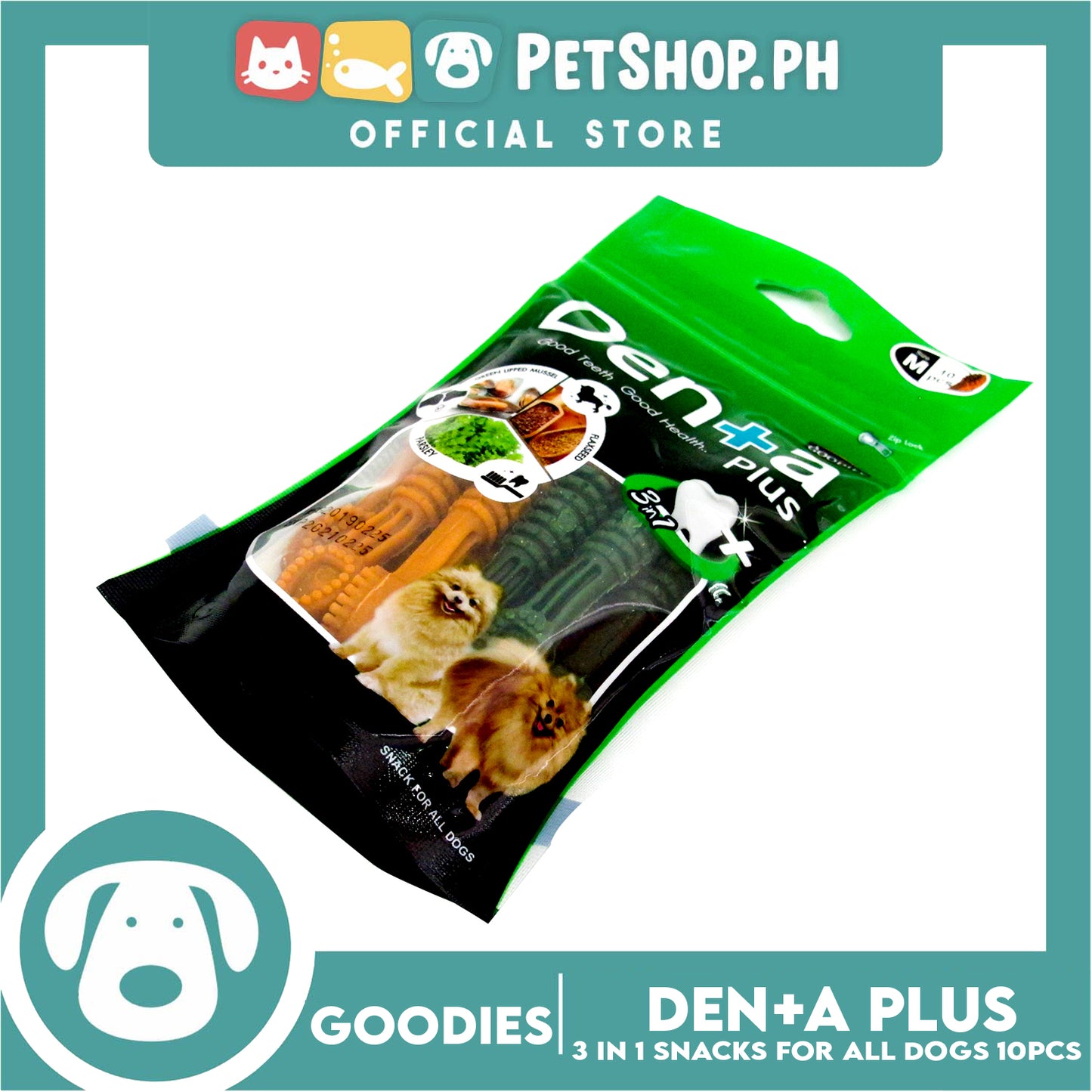 Goodies Denta Plus 10pcs Good Teeth And Good Health, 3 in 1 Dog Snack, Dog Dental Chews