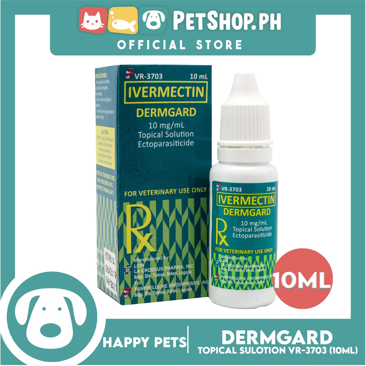 Happy Pets Dermgard Ivermectin Tropical Solution 10ml VR-3703