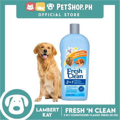 Lambert Kay Fresh 'N Clean 2-in-1 Dog Shampoo and Conditioner, Baby Powder Scent 18oz (Classic Fresh)