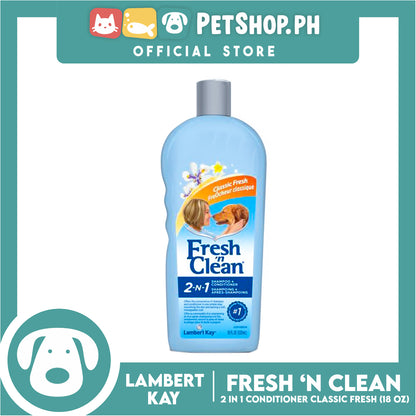 Lambert Kay Fresh 'N Clean 2-in-1 Dog Shampoo and Conditioner, Baby Powder Scent 18oz (Classic Fresh)