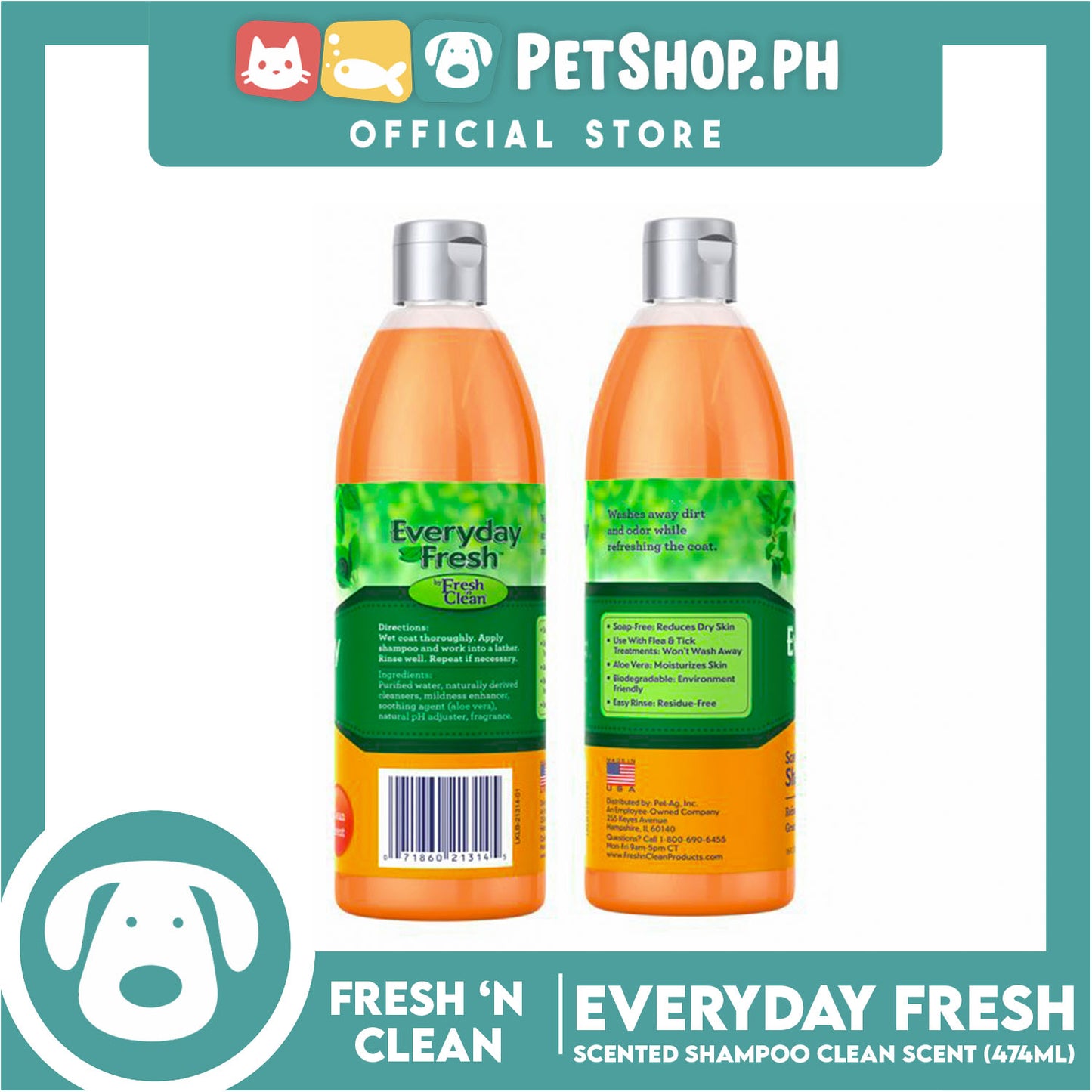 Fresh 'n Clean Everyday Fresh Scented Shampoo Clean Scent 16oz Dog Shampoo