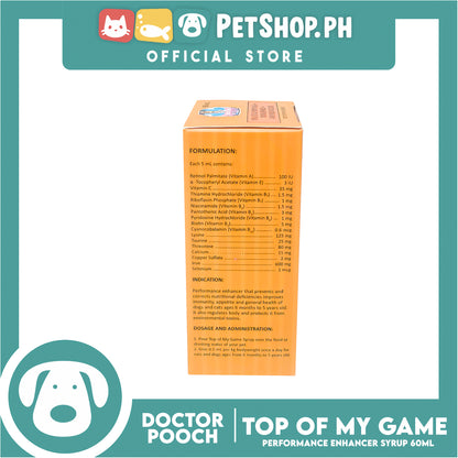 Doctor Pooch Multivitamins, Mineral And Amino Acids 60ml (Top Of My Game) Performance Enhancer Syrup For Your Pets
