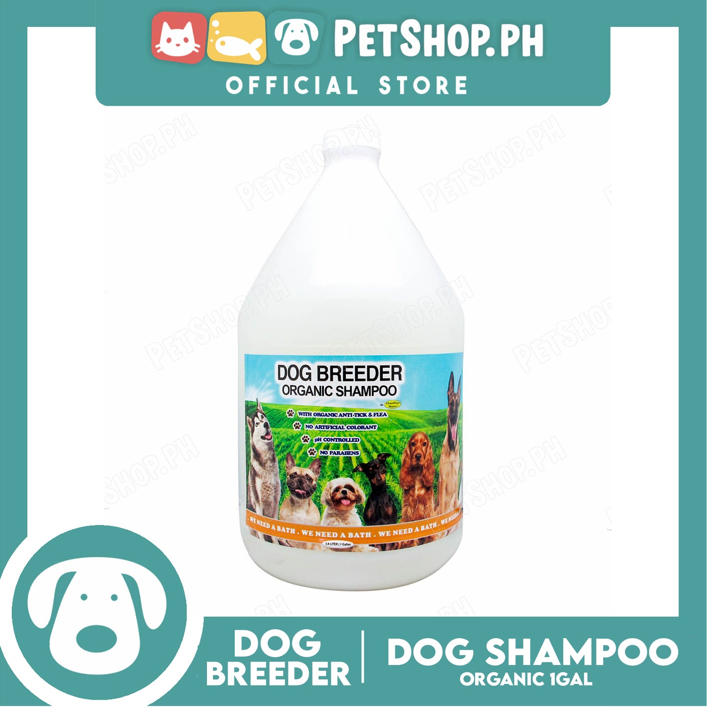 Dog Breeder Organic Dog Shampoo Regular 1 Gallon