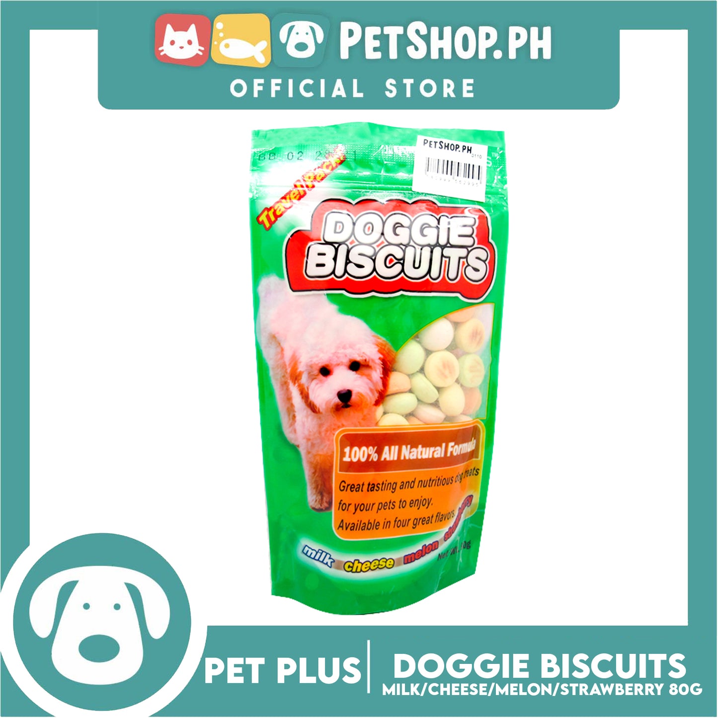 Pet Plus Round Doggie Biscuits 80g (Travel Pack) Dog Treats