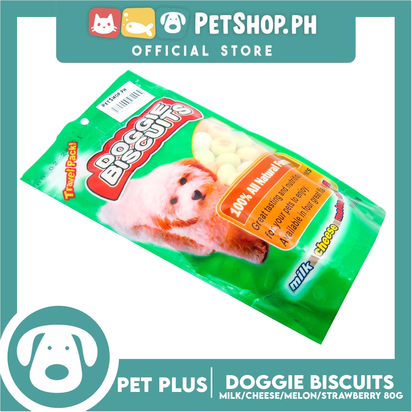 Pet Plus Round Doggie Biscuits 80g (Travel Pack) Dog Treats