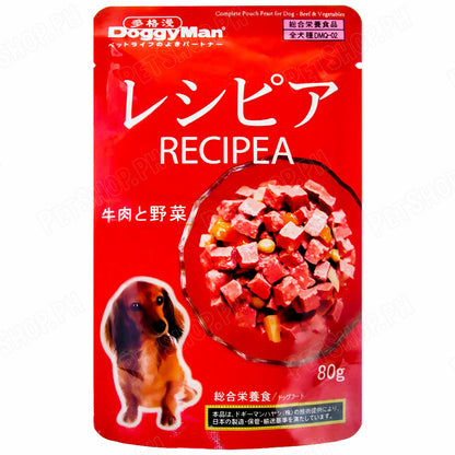Doggyman Recipea Pouch Feast Dog Food 80g (Beef And Vegetable) Z1439 Dog Pouch Food, Dog Wet Food