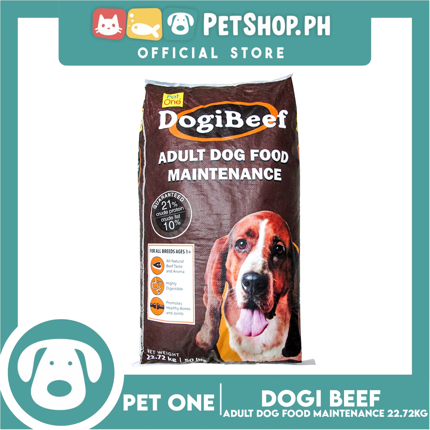 Pet One Dogi Beef, Adult Dog Food Maintenance 22.72kg Dry Dog Food