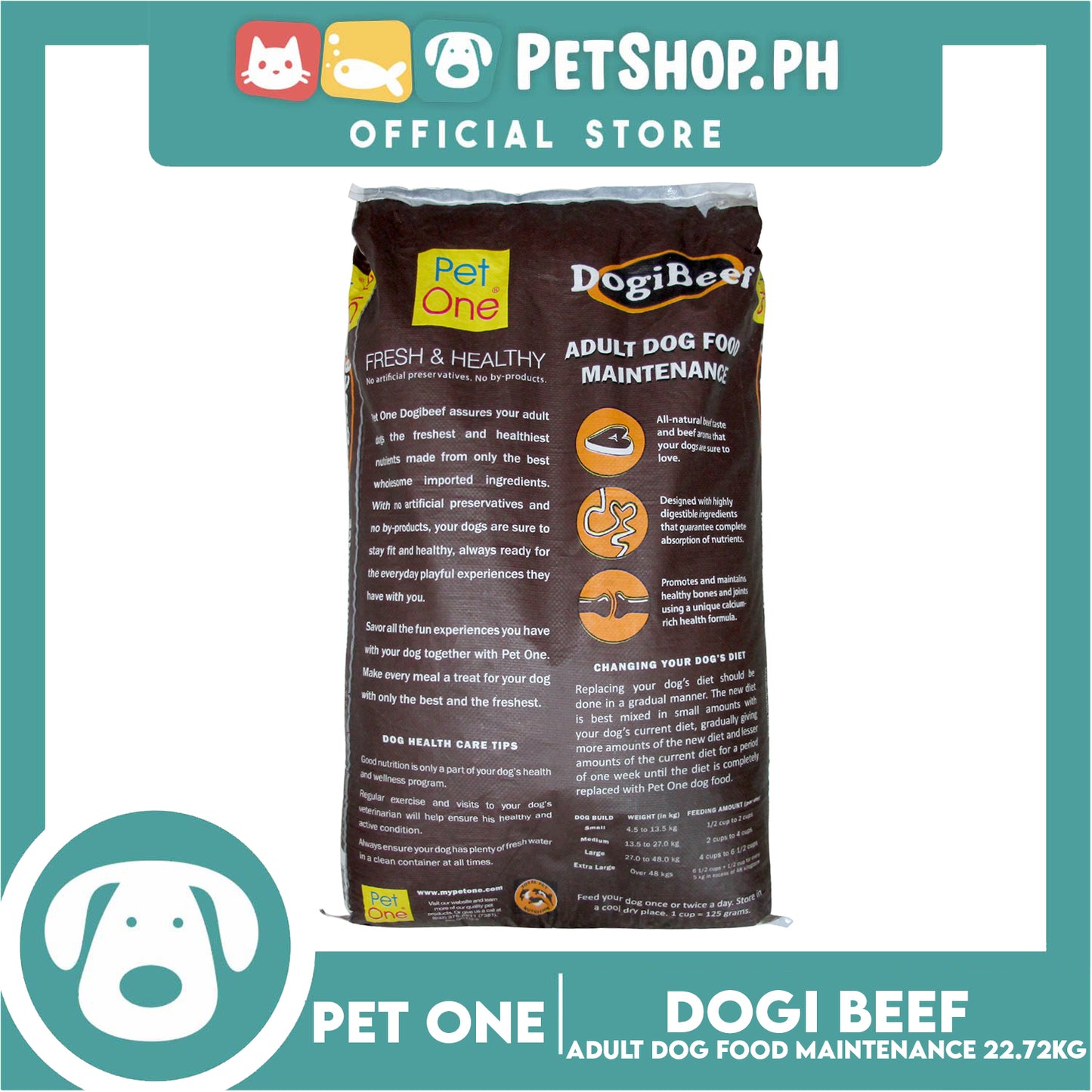 Pet One Dogi Beef, Adult Dog Food Maintenance 22.72kg Dry Dog Food