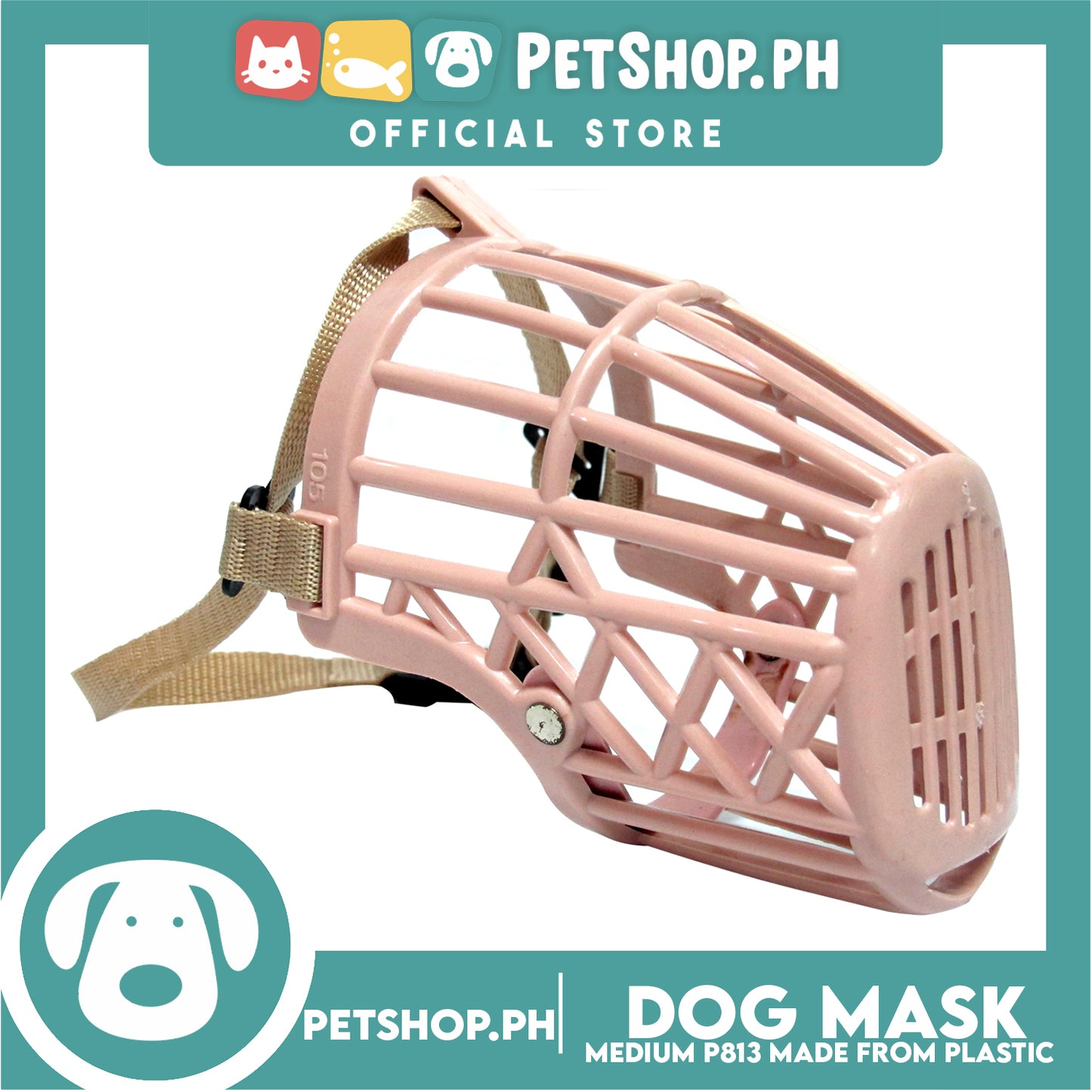 Dog Muzzle Soft Silicone Muzzle Adjustable Mask #3 P813-2 (Large) for Medium and Large Dogs