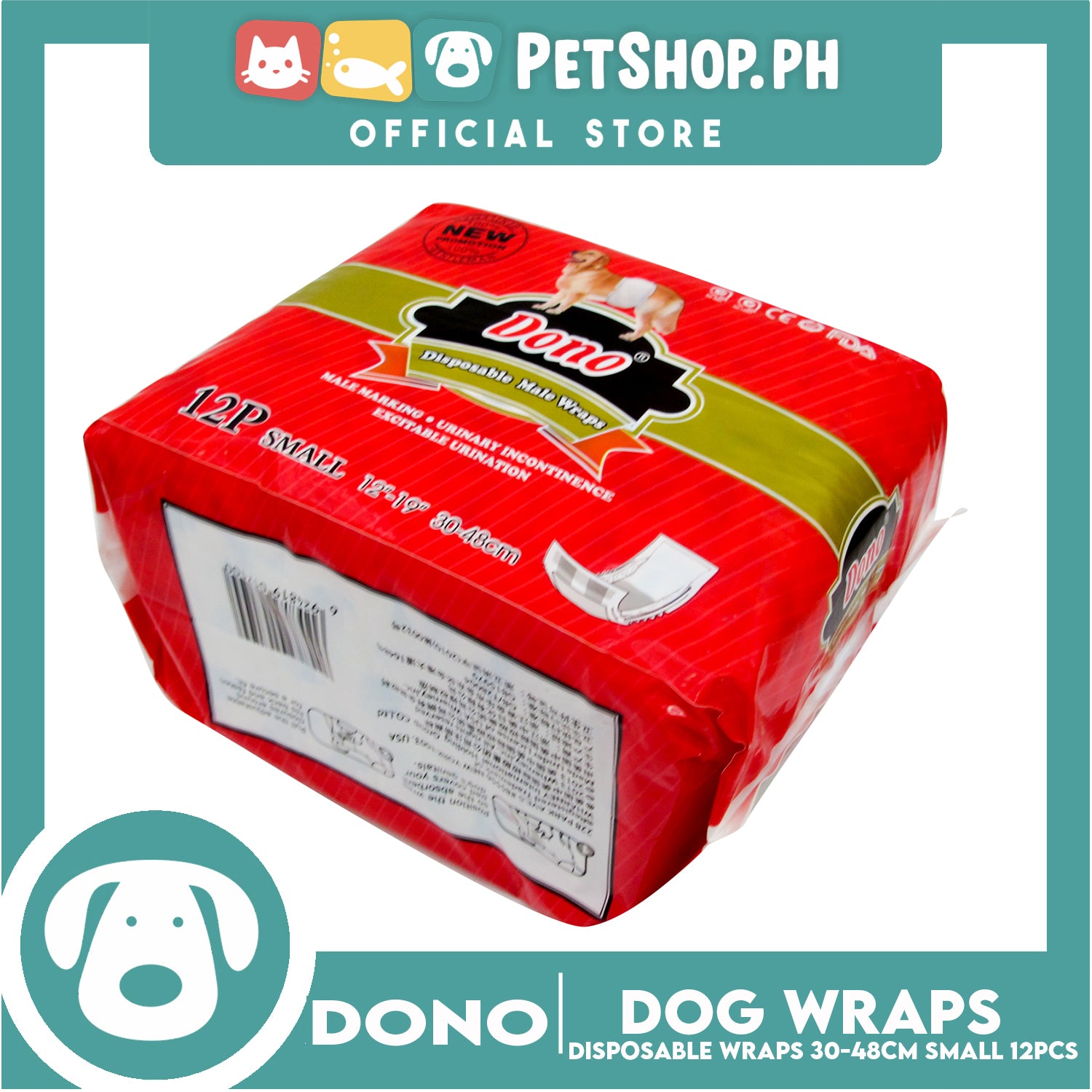 Dono Disposable Male Dog Wrap Small Set of 12pcs Petshop.PH