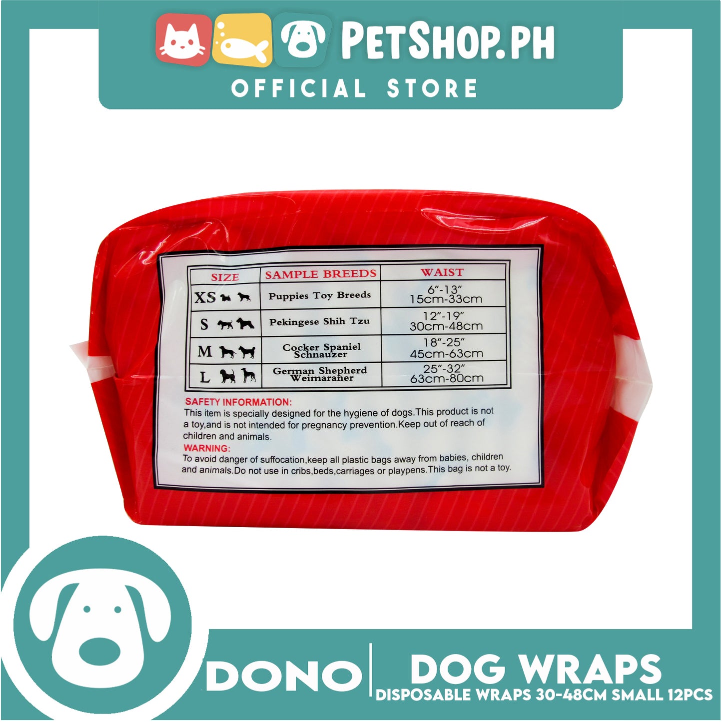 Dono Disposable Male Dog Wrap (Small) Set of 12pcs
