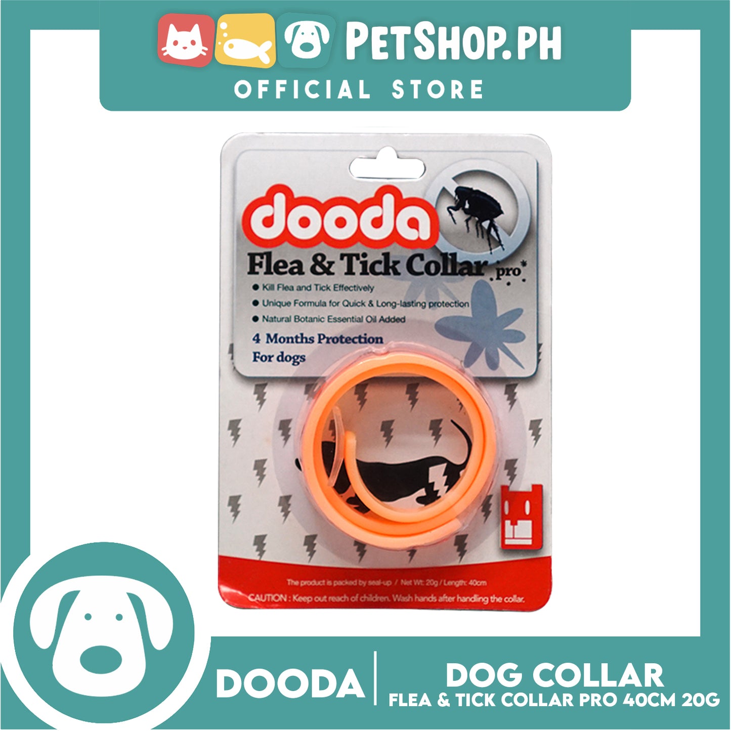 Dooda Flea & Tick Collar Pro 40cm Long 20g (Orange)