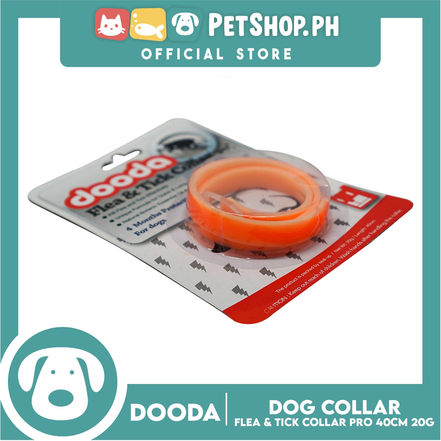 Dooda Flea & Tick Collar Pro 40cm Long 20g (Orange)