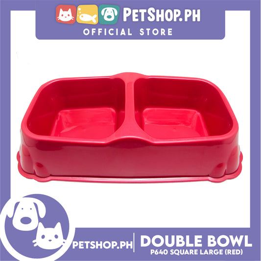 Square Double Bowl Large Red P640